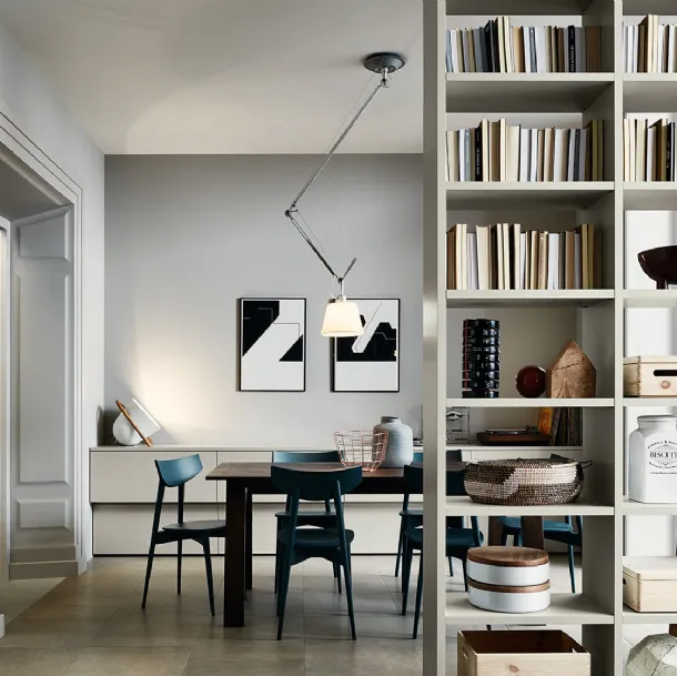 Libreria divisoria Living in laccato opaco Silk Grigio Tortora di Veneta Cucine