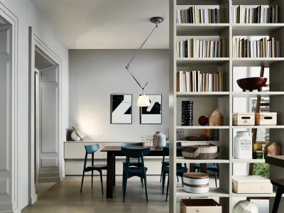 Libreria divisoria Living in laccato opaco Silk Grigio Tortora di Veneta Cucine