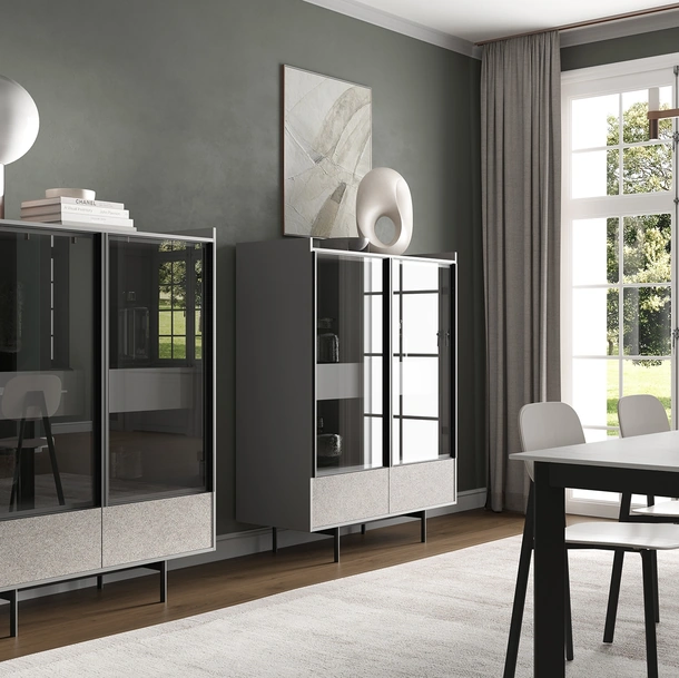 Madia Alta con ante in vetro 3RF6014 di Favero