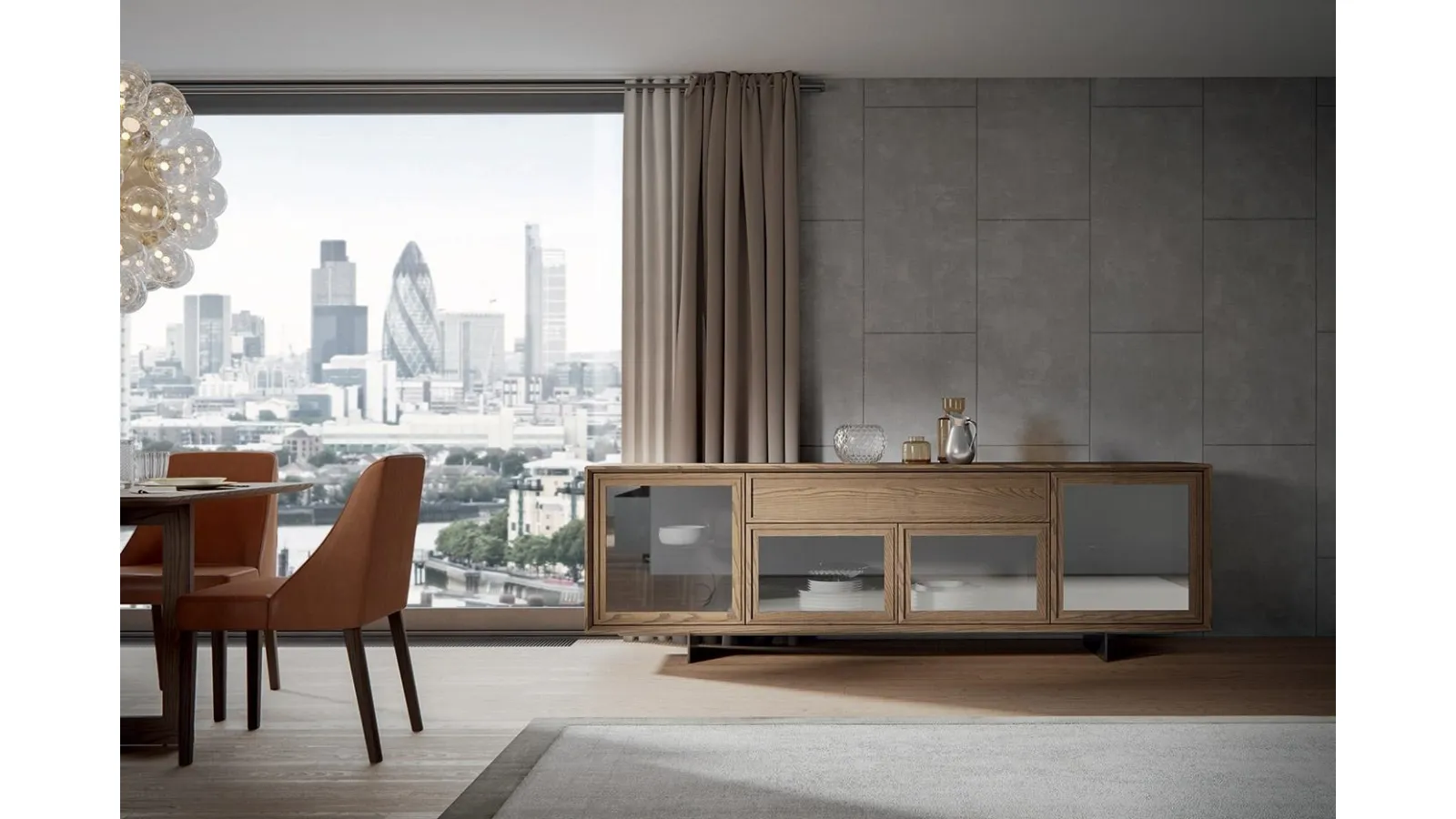 Madia Zenith Zen 01 in legno e vetro di Mobilgam