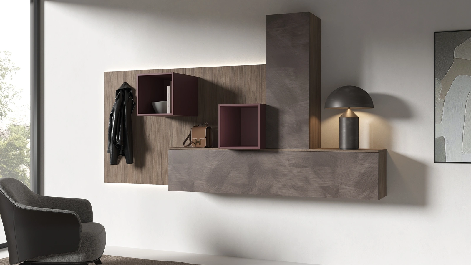 Mobile ingresso 9RF0005 finitura Spacelac di Favero