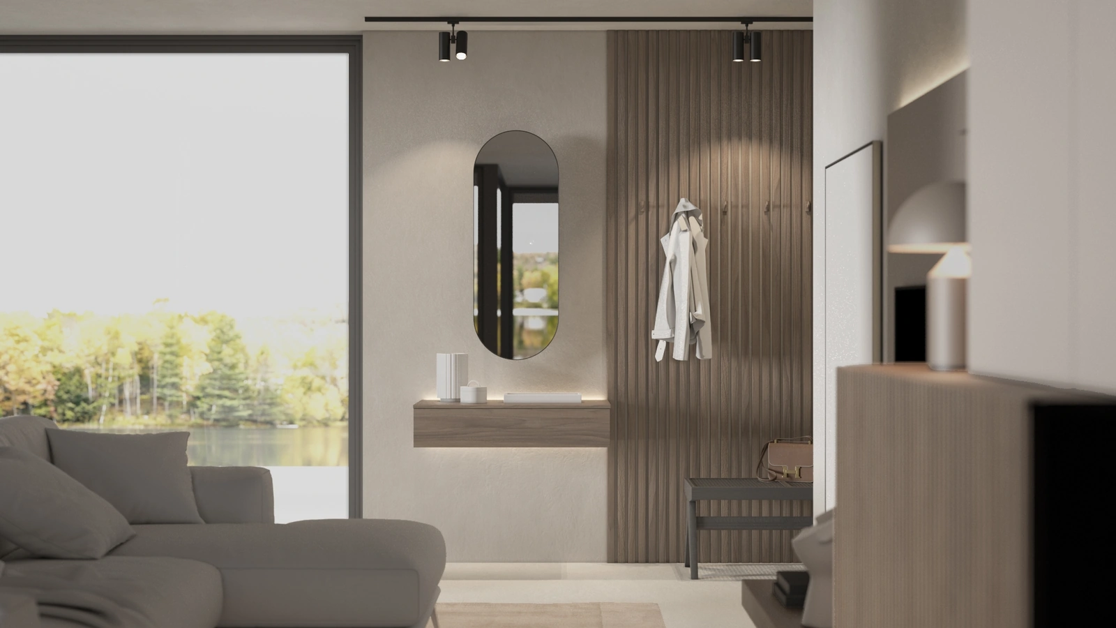 Mobile ingresso con specchiera e appendiabiti 9RF0008 di Favero