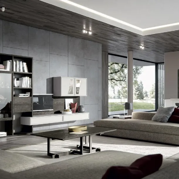 Parete Attrezzata Composizione Zenith 122 in legno di Mobilgam