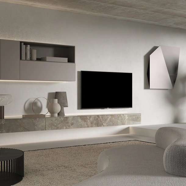 Parete Attrezzata sospesa in vetro effetto marmo 3RF2082 di Favero