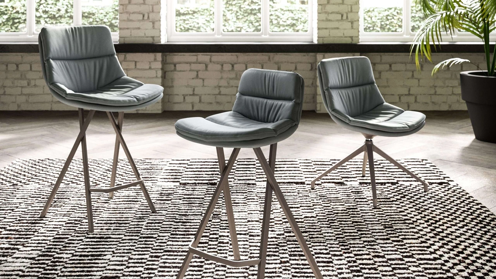 Sgabello imbottito Milo di Ozzio