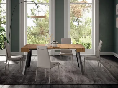 Consolle allungabile in rovere con base in metallo con tre allunghe a libro CO4L di Ozzio