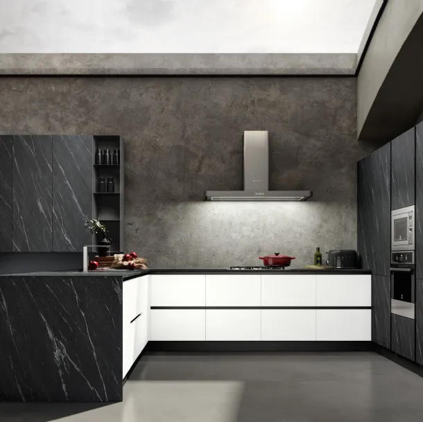 Cucina Moderna con penisola Accapielle composizione 02 Delight di Essebi