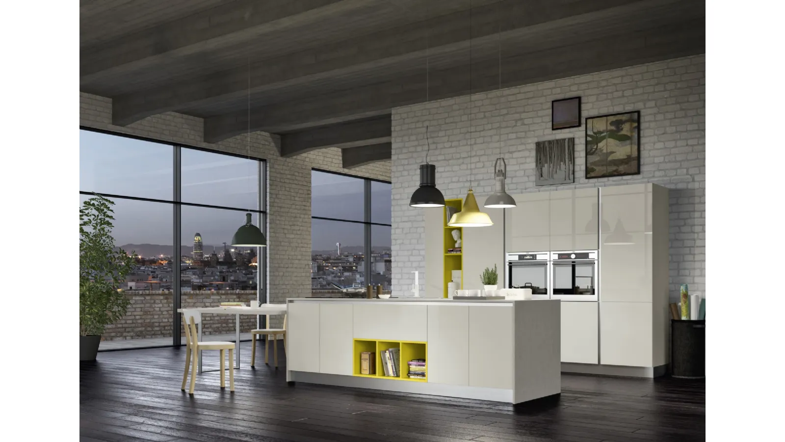 Cucina Moderna con isola Gloss composizione 01 di Essebi