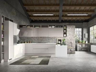 Cucina Moderna angolare con penisola Gloss composizione 06 di Essebi