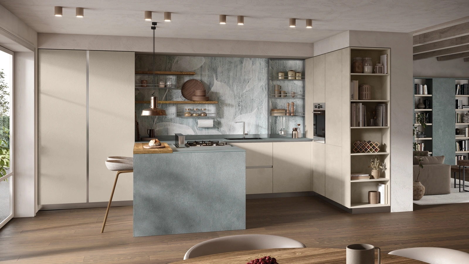 Cucina Moderna con penisola Materia 03 di Essebi