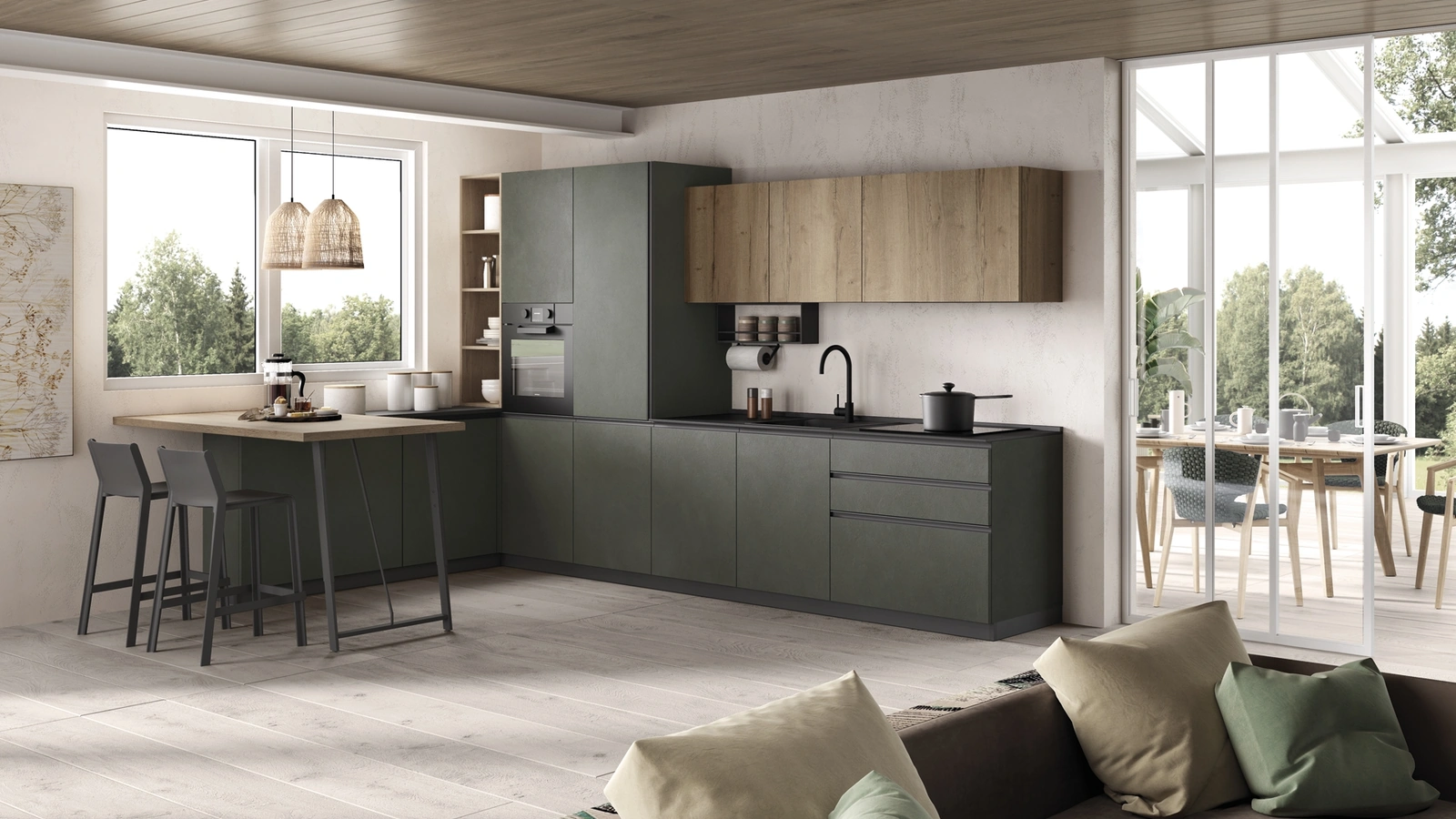 Cucina Moderna con penisola Materia 06 di Essebi