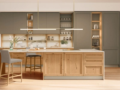 Cucina Moderna in rovere con penisola Milano 01 di Veneta Cucine