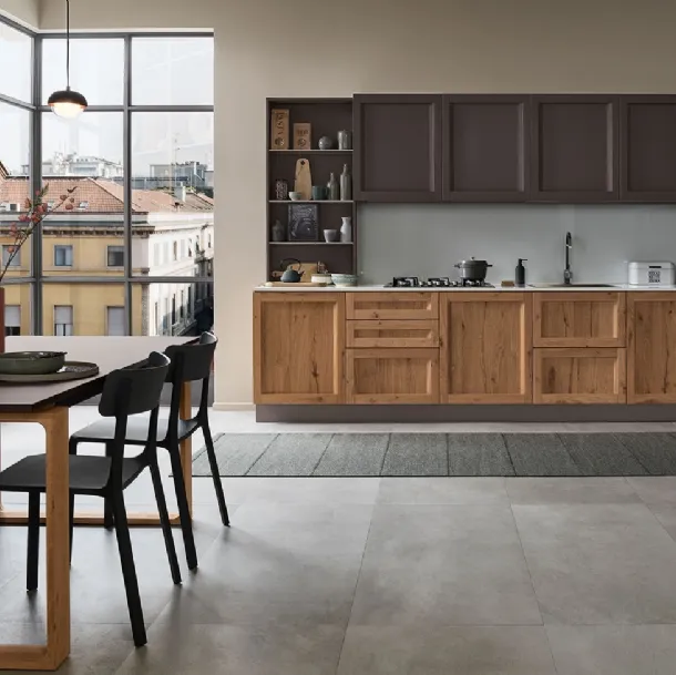 Cucina Moderna angolare Milano 03 in Rovere e laccato Grigio di Veneta Cucine