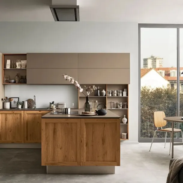 Cucina Milano 06 in Rovere e laccato Marrone di Veneta Cucine