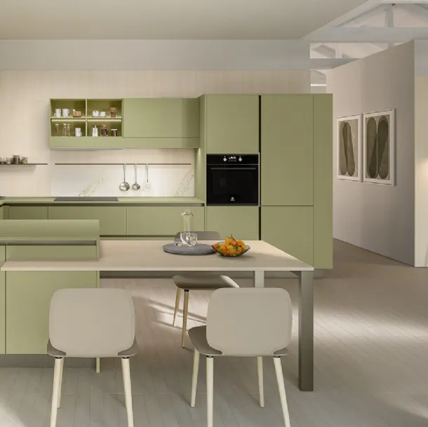 Cucina Moderna con penisola Start Time J 01 di Veneta Cucine