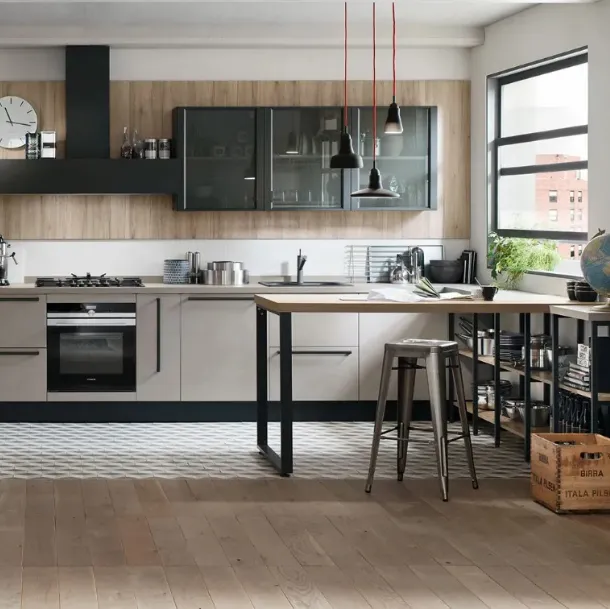 Cucina moderna Start Time Graffiato e Rovere di Veneta Cucine