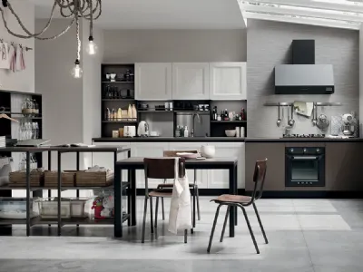 Cucina Moderna Start Time Go con penisola finitura Antracite e Sequoia Bianco di Veneta Cucine