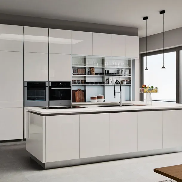 Cucina Moderna con penisola Gloss composizione 02 di Essebi